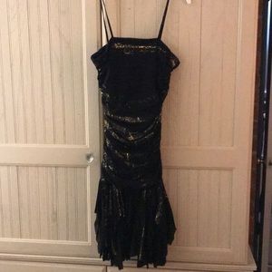 Gold Splatter Black Dress